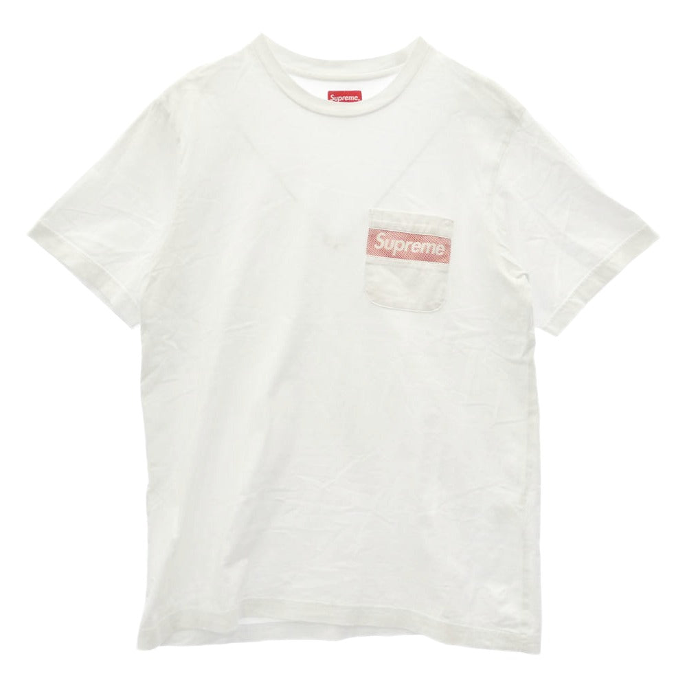 Supreme シュプリーム 19SS Mesh Stripe Pocket Tee メッシュ ストライプ ポケット Tシャツ 半袖 ホワイト系 S【中古】