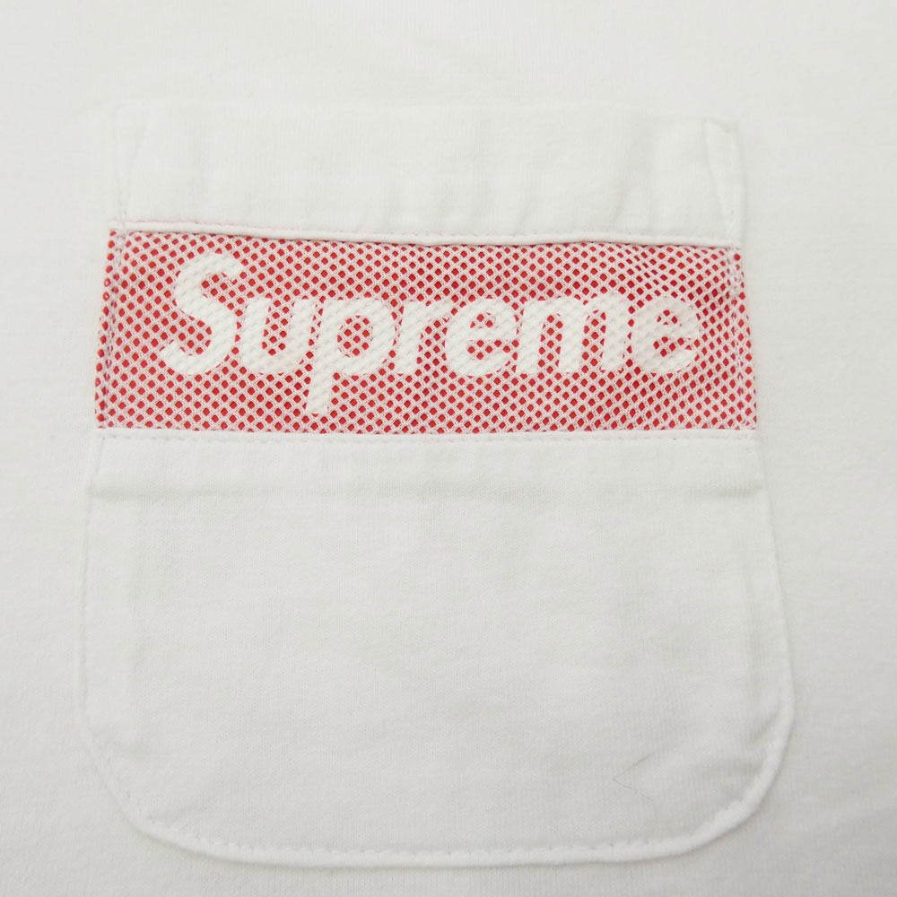 Supreme シュプリーム 19SS Mesh Stripe Pocket Tee メッシュ ストライプ ポケット Tシャツ 半袖 ホワイト系 S【中古】