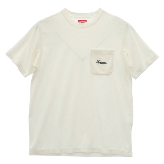 Supreme シュプリーム 19SS Terry Pocket Tee テリー ポケット パイル Tシャツ 半袖 ホワイト系 S【中古】