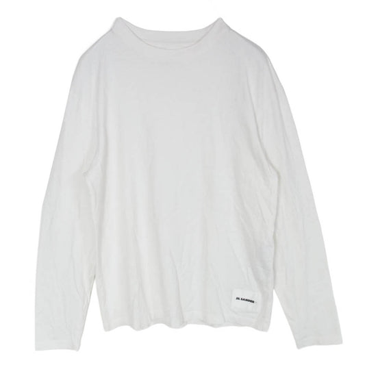 JIL SANDER ジルサンダー 23SS J47GC0002 ロゴラベル クルーネック ロングスリーブ カットソー 長袖 Tシャツ ホワイト系 S【中古】