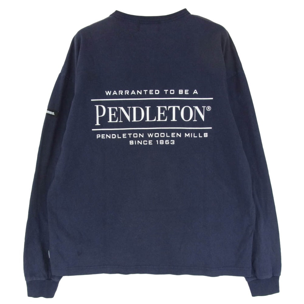 NEIGHBORHOOD ネイバーフッド 2221508N-CSM01S × PENDLETON LS Crewneck Pocket T-Shirt クルーネック ロンT ロゴ カットソー ネイビー系 M【中古】