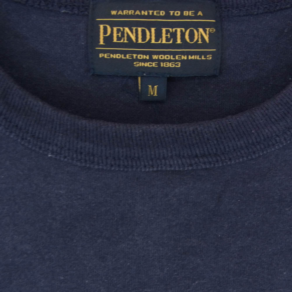 NEIGHBORHOOD ネイバーフッド 2221508N-CSM01S × PENDLETON LS Crewneck Pocket T-Shirt クルーネック ロンT ロゴ カットソー ネイビー系 M【中古】