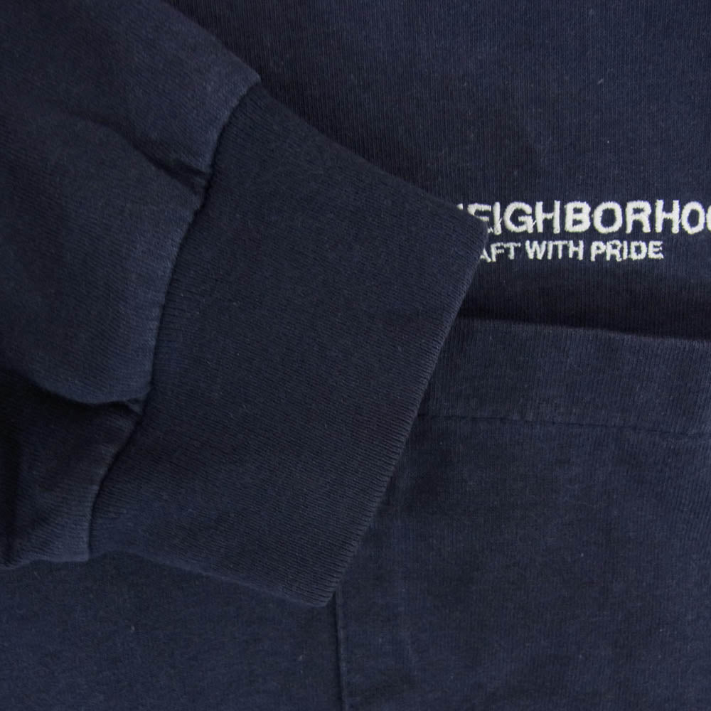 NEIGHBORHOOD ネイバーフッド 2221508N-CSM01S × PENDLETON LS Crewneck Pocket T-Shirt クルーネック ロンT ロゴ カットソー ネイビー系 M【中古】