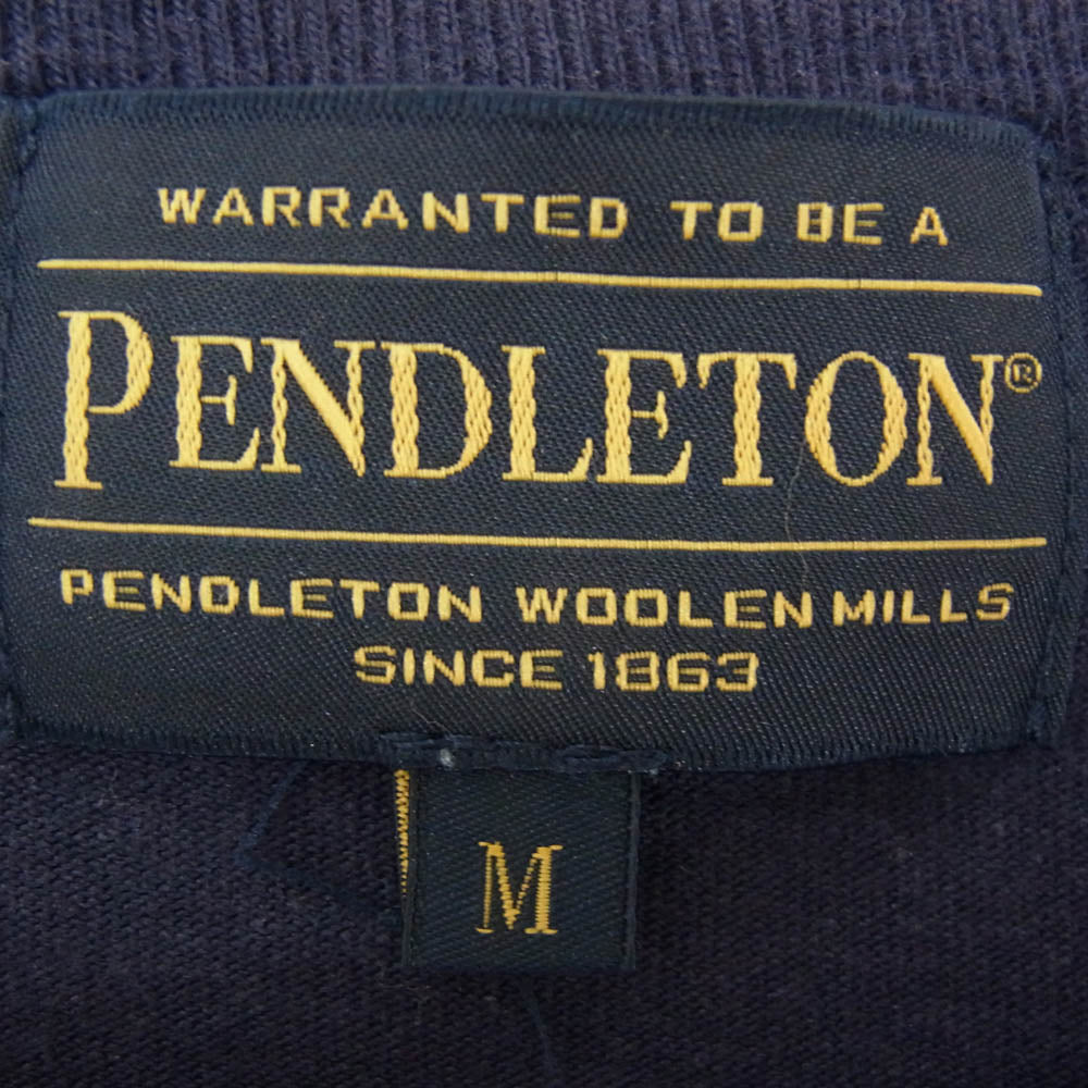 NEIGHBORHOOD ネイバーフッド 2221508N-CSM01S × PENDLETON LS Crewneck Pocket T-Shirt クルーネック ロンT ロゴ カットソー ネイビー系 M【中古】