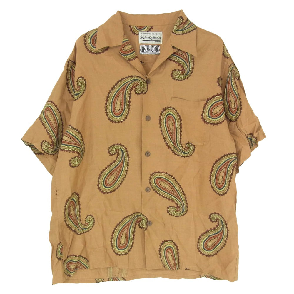 WACKO MARIA ワコマリア 21SS BUDSPOOL HAWAIIAN SHIRT バッズプール ハワイアン 舐達麻 ペイズリー柄 オープンカラー 半袖シャツ ブラウン系 M【中古】