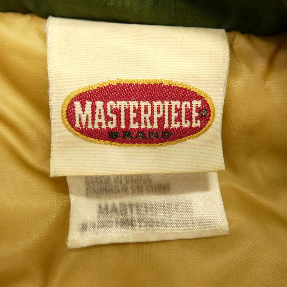 MASTERPIECE マスターピース フード着脱可 ナイロン ジップアップ 中綿 ジャケット カーキ系 L【中古】