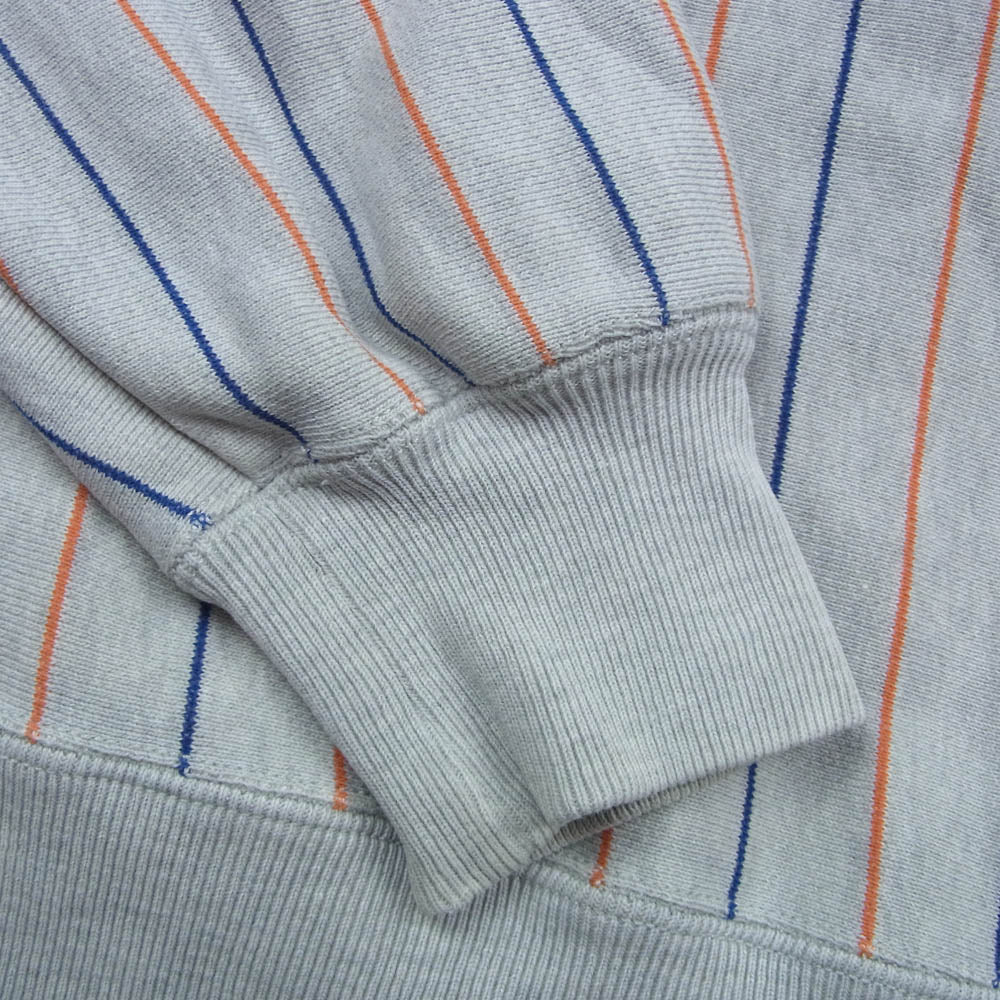 MASTERPIECE マスターピース 刺繍ロゴ ストライプ ロングスリーブ スウェット トレーナー グレー系 M【中古】