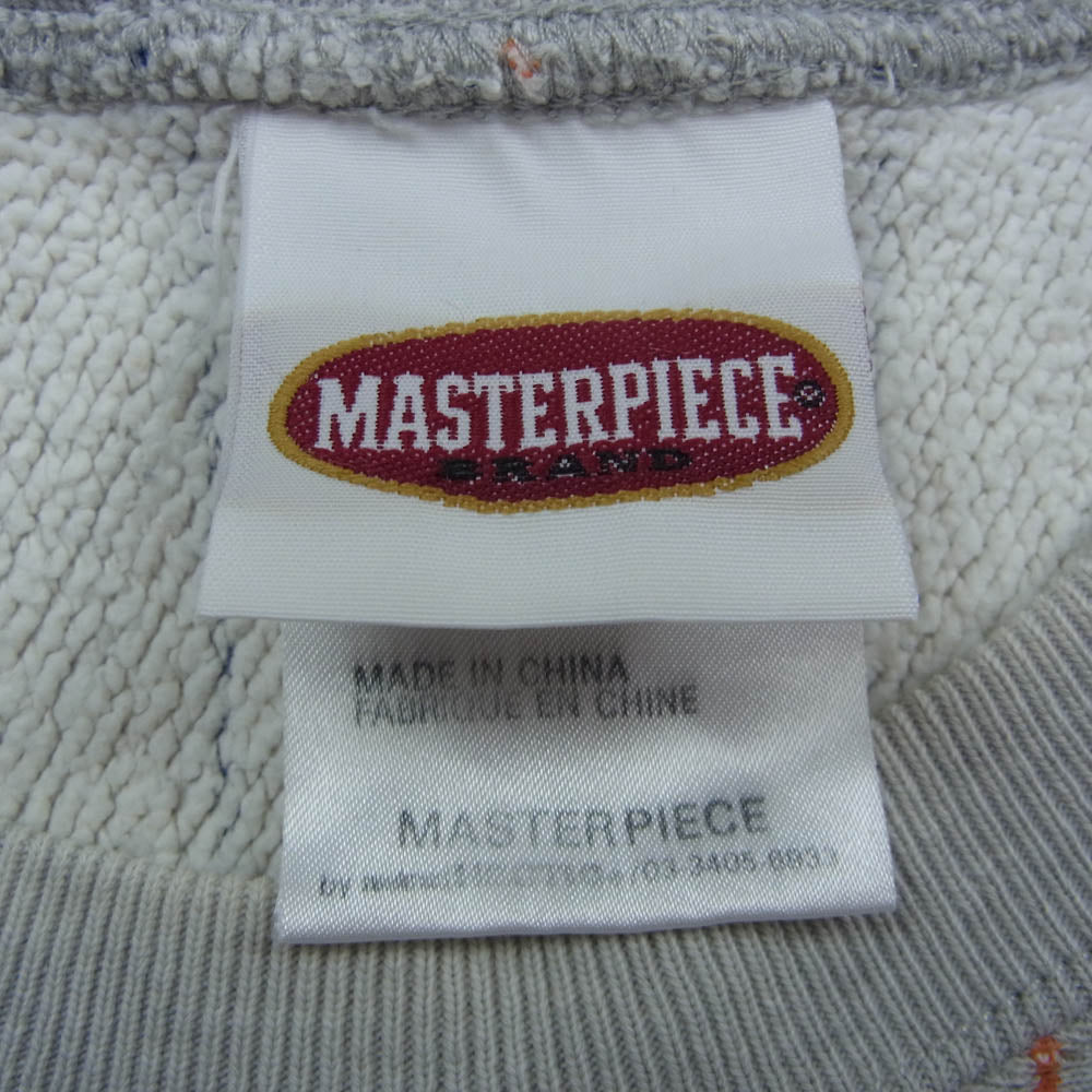 MASTERPIECE マスターピース 刺繍ロゴ ストライプ ロングスリーブ スウェット トレーナー グレー系 M【中古】