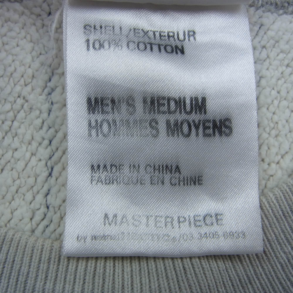 MASTERPIECE マスターピース 刺繍ロゴ ストライプ ロングスリーブ スウェット トレーナー グレー系 M【中古】