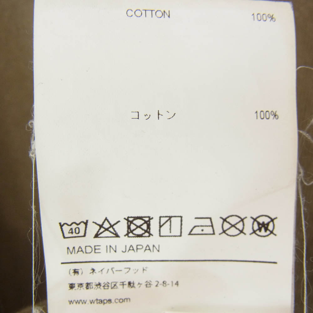 WTAPS ダブルタップス 20SS 201ATDT-CSM35 SNEAK PEAK TEE COTTON スネーク ピーク ロングスリーブ 長袖 Tシャツ カーキ系 X03【中古】