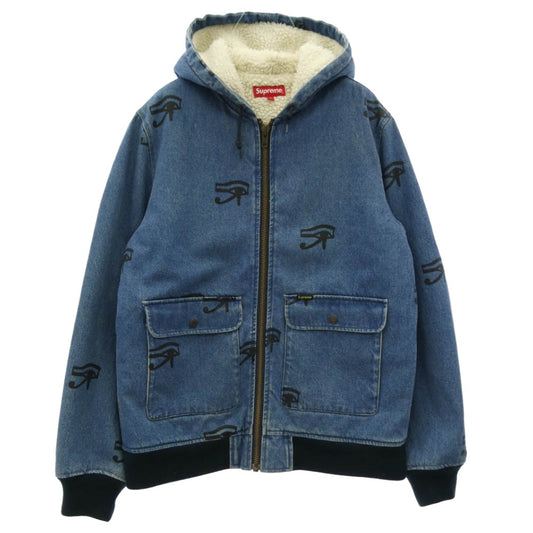 Supreme シュプリーム 13AW Hooded Denim Work Jacket フーデット デニム ボア ワーク ジャケット ブルー系 M【中古】