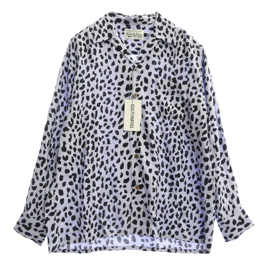 WACKO MARIA ワコマリア 21FWE-WMS-HI01 HAWAIIAN SHIRT L/S レオパード ハワイアンシャツ パープル系 S【中古】