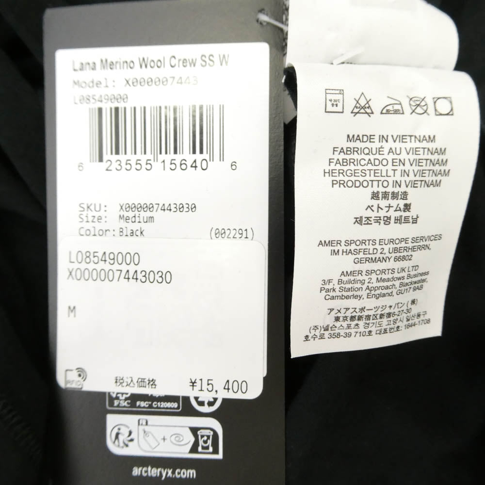 ARC'TERYX アークテリクス X000007443 Lana Merino Wool Crew Short Sleeve ラナ メリノウール クルー ショートスリーブ Tシャツ ブラック系 M【新古品】【未使用】【中古】