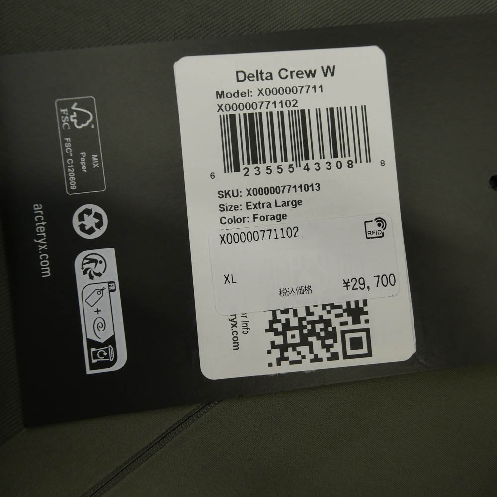 ARC'TERYX アークテリクス X000007711 Delta Crew W デルタ クルー ウィメンズ フリース クルーネック カットソー カーキ系 XL【新古品】【未使用】【中古】