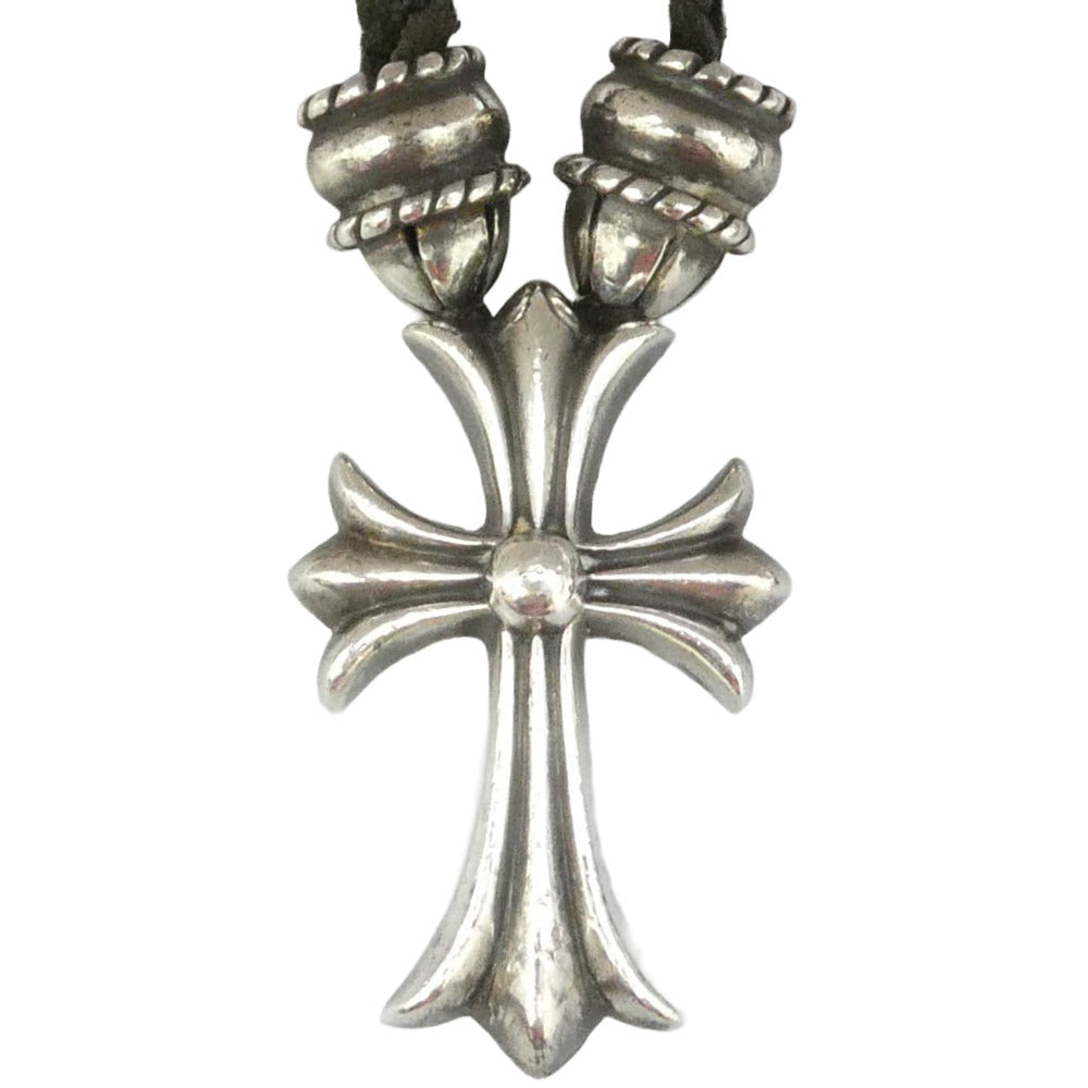 CHROME HEARTS クロムハーツ（原本無） CH CRS SML CL スモールCHクロス クリンプト ボロチップ レザーブレード ネックレス シルバー系 ブラック系【中古】