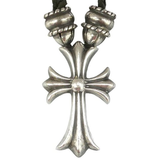 CHROME HEARTS クロムハーツ（原本無） CH CRS SML CL スモールCHクロス クリンプト ボロチップ レザーブレード ネックレス シルバー系 ブラック系【中古】