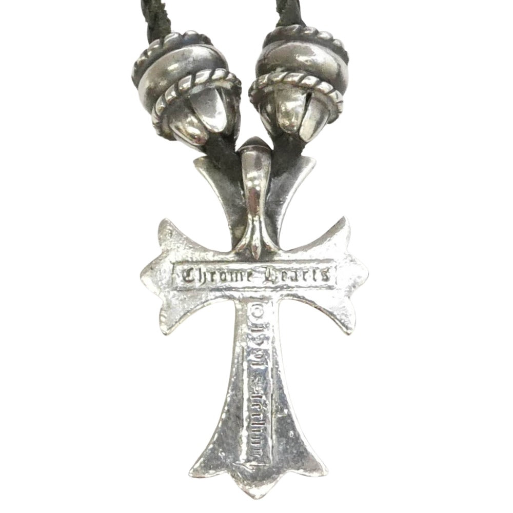CHROME HEARTS クロムハーツ（原本無） CH CRS SML CL スモールCHクロス クリンプト ボロチップ レザーブレード ネックレス シルバー系 ブラック系【中古】