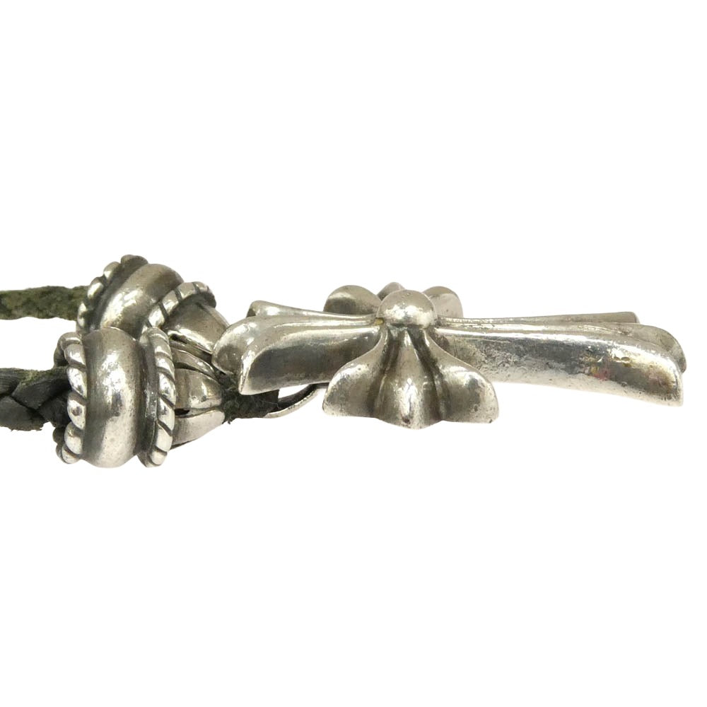 CHROME HEARTS クロムハーツ（原本無） CH CRS SML CL スモールCHクロス クリンプト ボロチップ レザーブレード ネックレス シルバー系 ブラック系【中古】