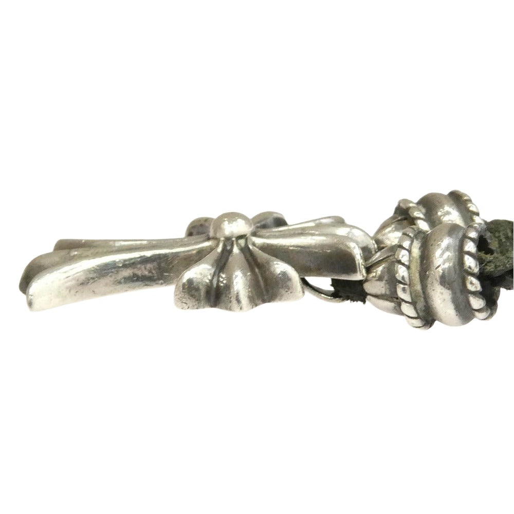CHROME HEARTS クロムハーツ（原本無） CH CRS SML CL スモールCHクロス クリンプト ボロチップ レザーブレード ネックレス シルバー系 ブラック系【中古】