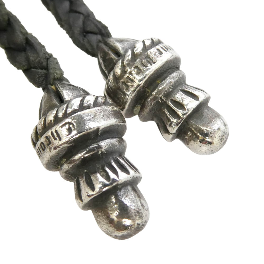 CHROME HEARTS クロムハーツ（原本無） CH CRS SML CL スモールCHクロス クリンプト ボロチップ レザーブレード ネックレス シルバー系 ブラック系【中古】