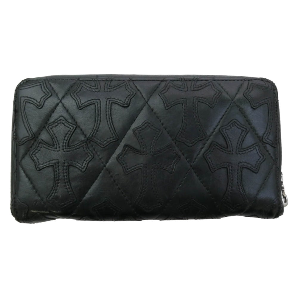 CHROME HEARTS クロムハーツ（原本無） REC F ZIP クロスパッチ キルティング ウォレット ブラック系【中古】