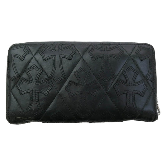 CHROME HEARTS クロムハーツ（原本無） REC F ZIP クロスパッチ キルティング ウォレット ブラック系【中古】