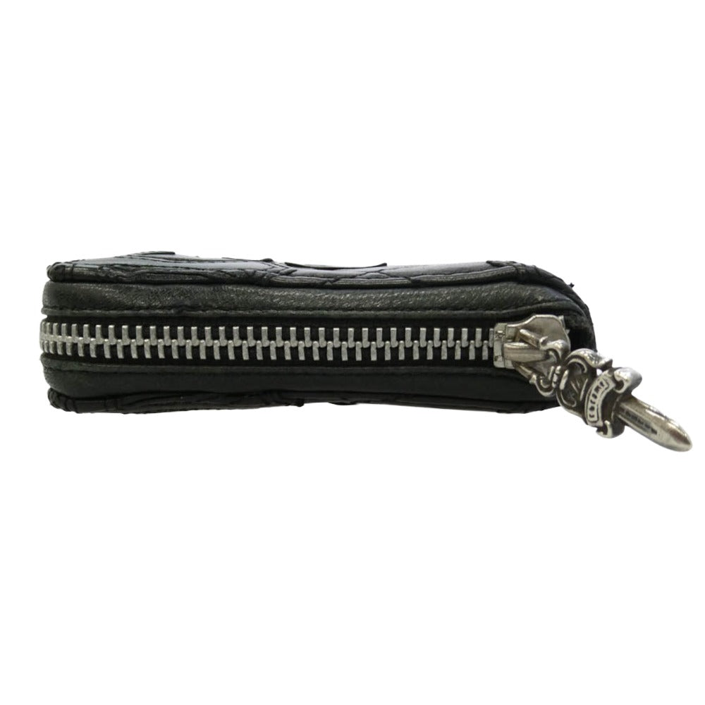 CHROME HEARTS クロムハーツ（原本無） REC F ZIP クロスパッチ キルティング ウォレット ブラック系【中古】