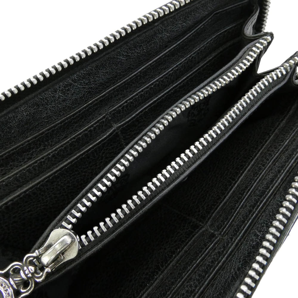 CHROME HEARTS クロムハーツ（原本無） REC F ZIP クロスパッチ キルティング ウォレット ブラック系【中古】