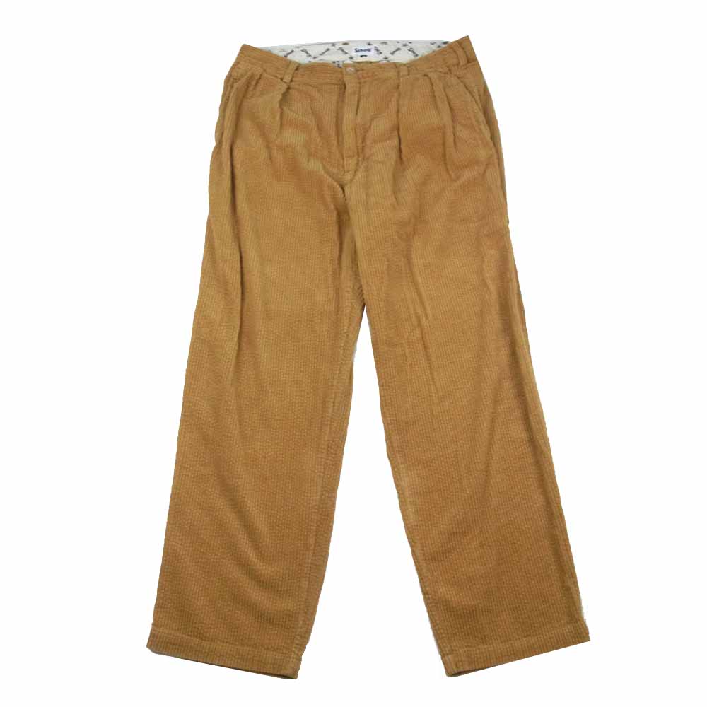 schott ショット 3116040 CORDUROY DOUBLE PLEATS WIDE PANTS コーデュロイ 2タック ワイド パンツ ブラウン ベージュ系 L【中古】
