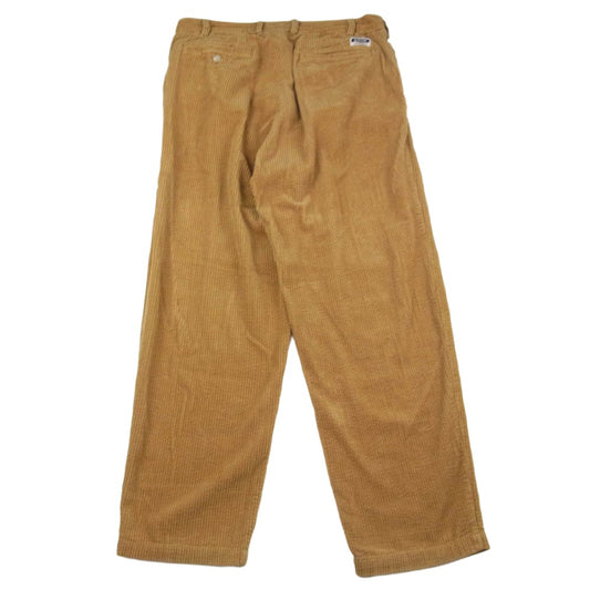 schott ショット 3116040 CORDUROY DOUBLE PLEATS WIDE PANTS コーデュロイ 2タック ワイド パンツ ブラウン ベージュ系 L【中古】