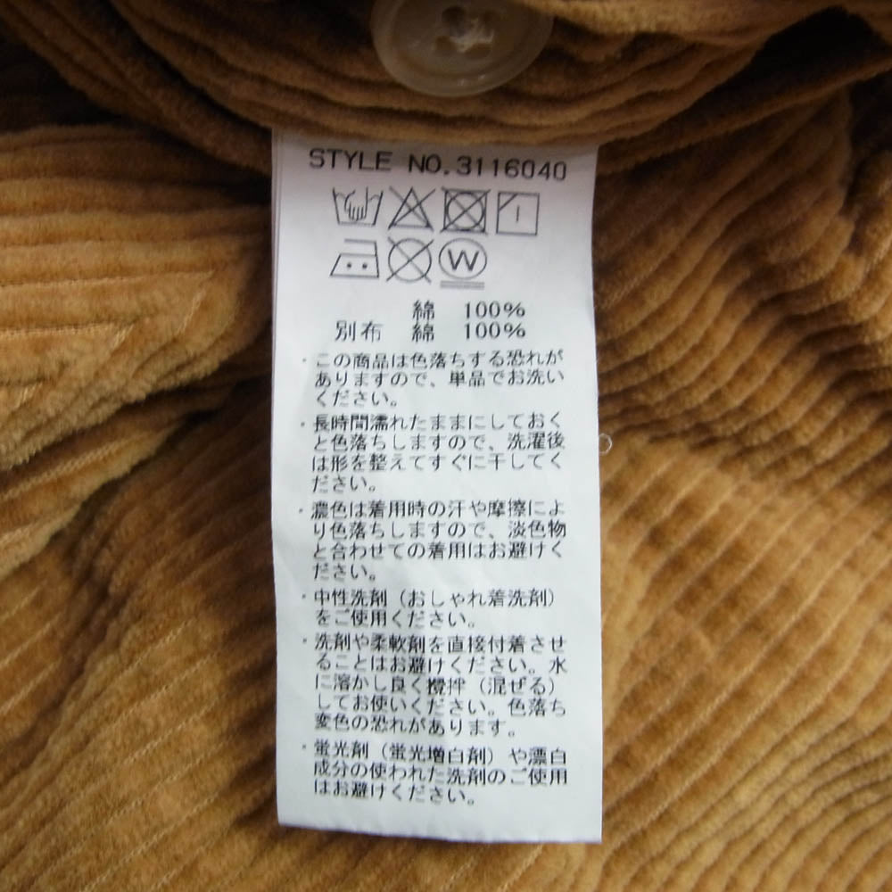 schott ショット 3116040 CORDUROY DOUBLE PLEATS WIDE PANTS コーデュロイ 2タック ワイド パンツ ブラウン ベージュ系 L【中古】