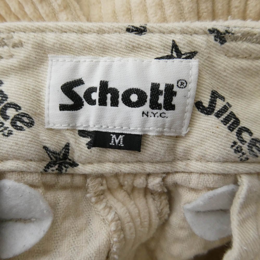 schott ショット 3116040 CORDUROY DOUBLE PLEATS WIDE PANTS コーデュロイ 2タック ワイド パンツ ベージュ ベージュ系 M【中古】