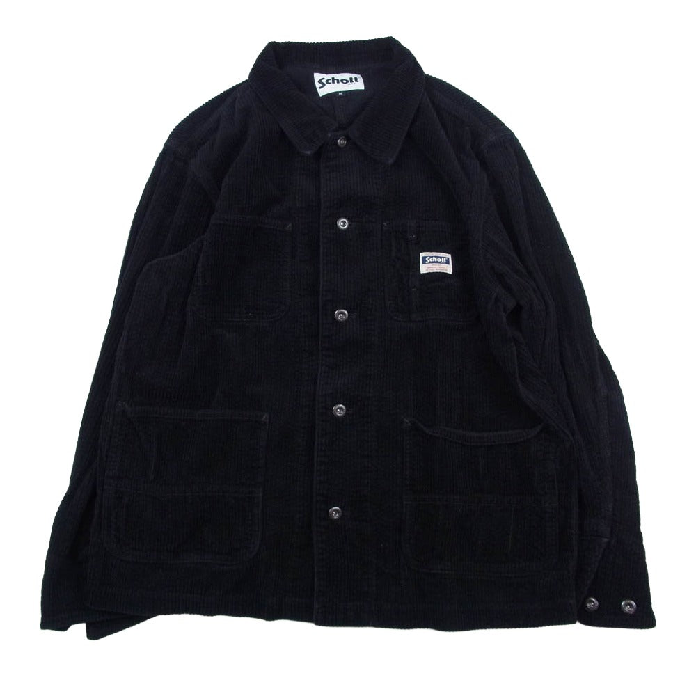 schott ショット 3112063 CORDUROY WORK COVERALL コーデュロイ カバーオール ジャケット ブラック ブラック系 M【中古】