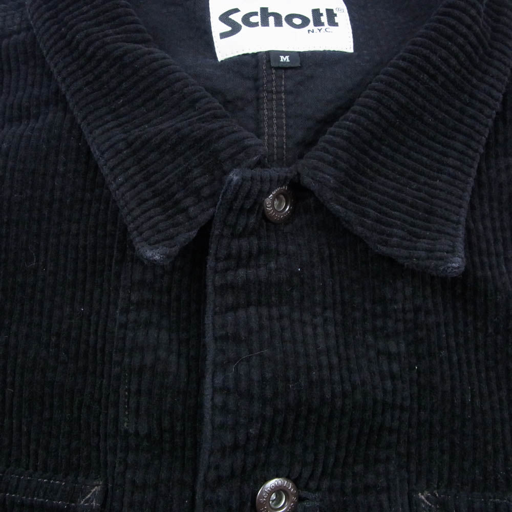 schott ショット 3112063 CORDUROY WORK COVERALL コーデュロイ カバーオール ジャケット ブラック ブラック系 M【中古】