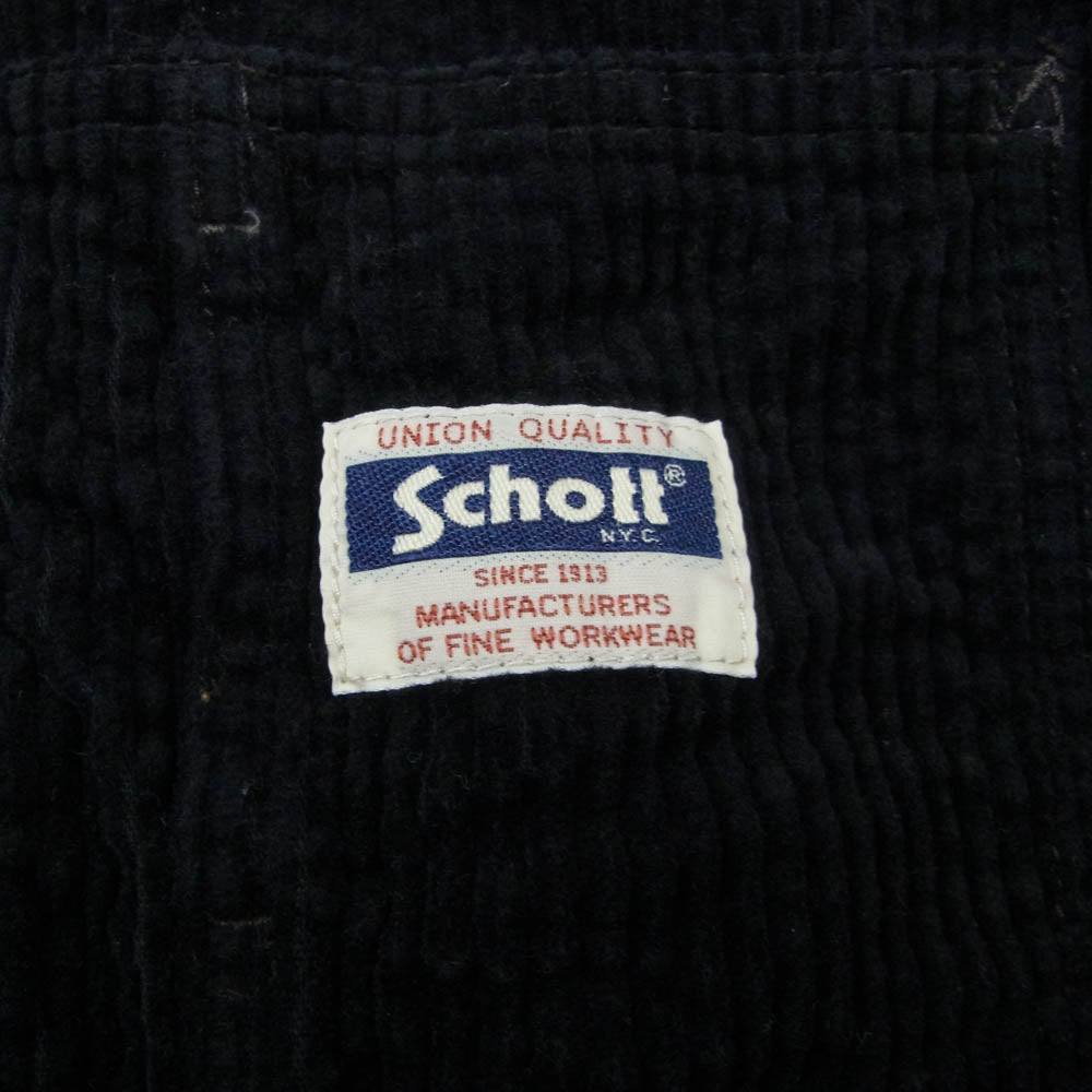 schott ショット 3112063 CORDUROY WORK COVERALL コーデュロイ カバーオール ジャケット ブラック ブラック系 M【中古】