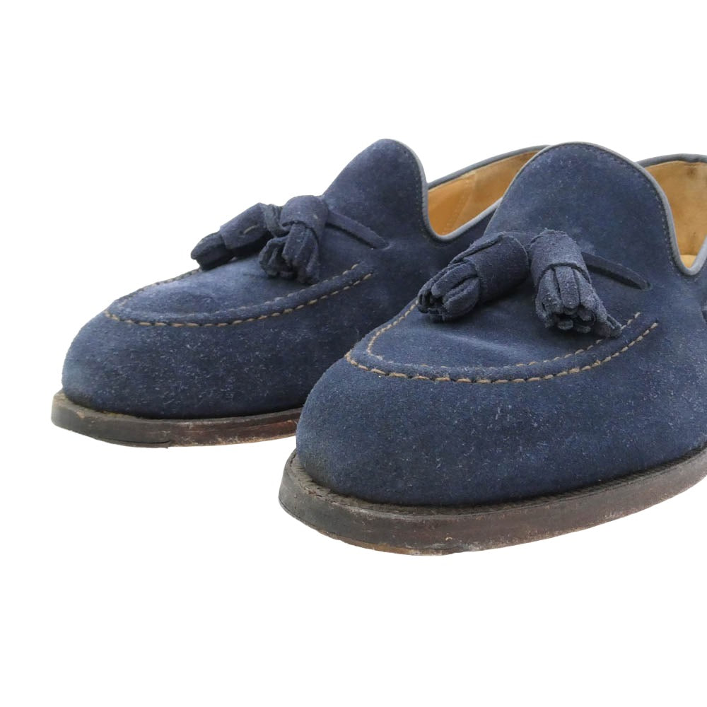 CROCKETT&JONES クロケットアンドジョーンズ 9376 CAVENDISH2 キャベンディシュ2 スエード タッセル ローファー ネイビー系 7.5E【中古】