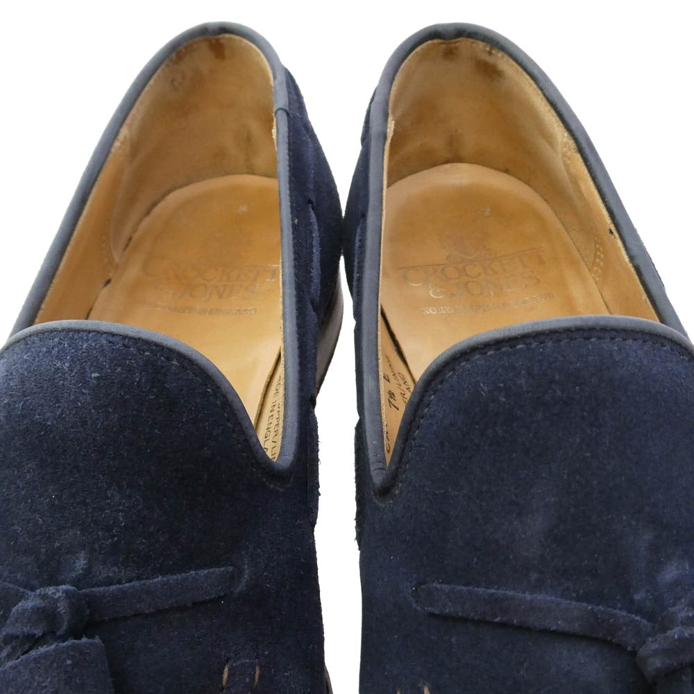 CROCKETT&JONES クロケットアンドジョーンズ 9376 CAVENDISH2 キャベンディシュ2 スエード タッセル ローファー ネイビー系 7.5E【中古】