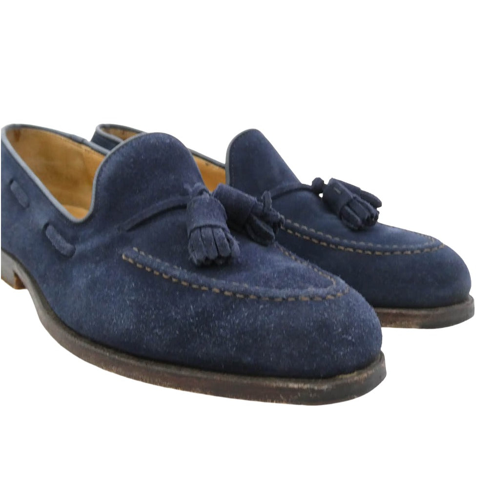 CROCKETT&JONES クロケットアンドジョーンズ 9376 CAVENDISH2 キャベンディシュ2 スエード タッセル ローファー ネイビー系 7.5E【中古】