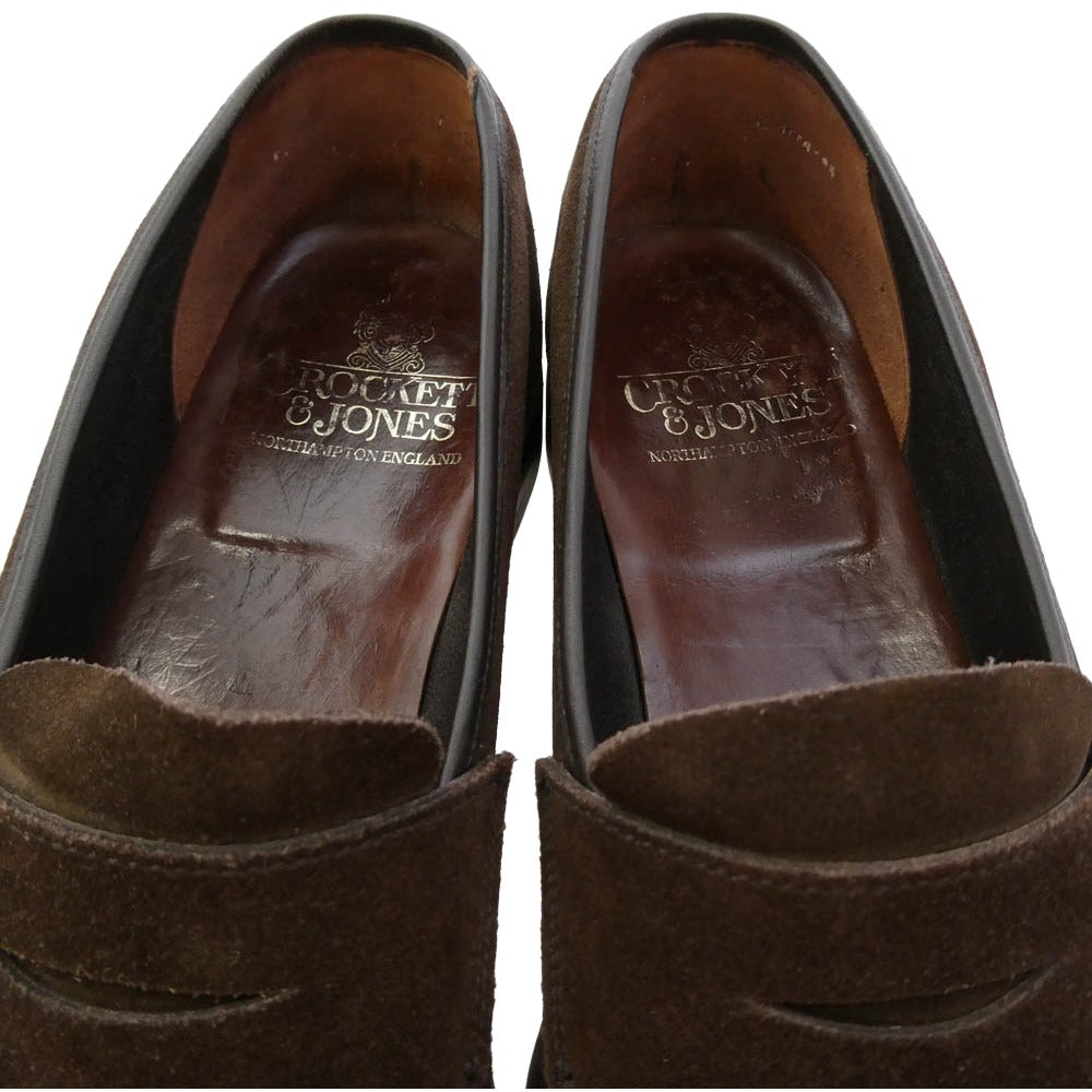 CROCKETT&JONES クロケットアンドジョーンズ 6254 HARVARD 2 ハーバード 2 スエード ペニーローファー ダークブラウン系 7.5E【中古】