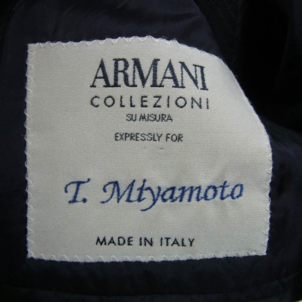 ARMANI COLLEZIONI アルマーニコレッツォーニ 1B50S0 イタリア製 2B 本切羽 ピークドラペル ストライプ テーラード ジャケット ブラック系 44【中古】