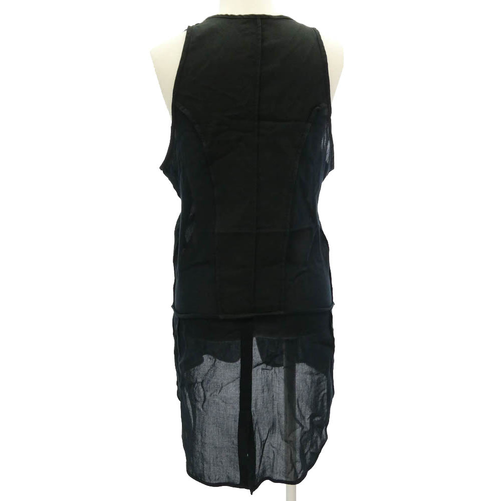 ANN DEMEULEMEESTER アンドゥムルメステール 4201 M 352-01-14006 本人期 ノースリーブ カーディガン ベスト ブラック系 XS【中古】
