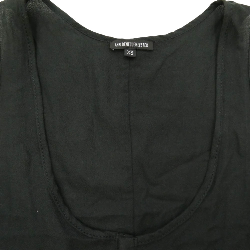 ANN DEMEULEMEESTER アンドゥムルメステール 4201 M 352-01-14006 本人期 ノースリーブ カーディガン ベスト ブラック系 XS【中古】