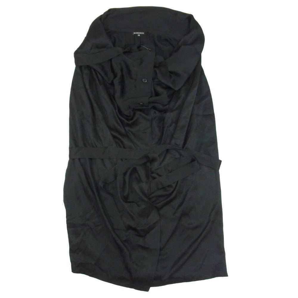 ANN DEMEULEMEESTER アンドゥムルメステール 2801 M 352-21-59014 シルク100% ドレープ ノースリーブ カーディガン ベスト ブラック系 36【中古】
