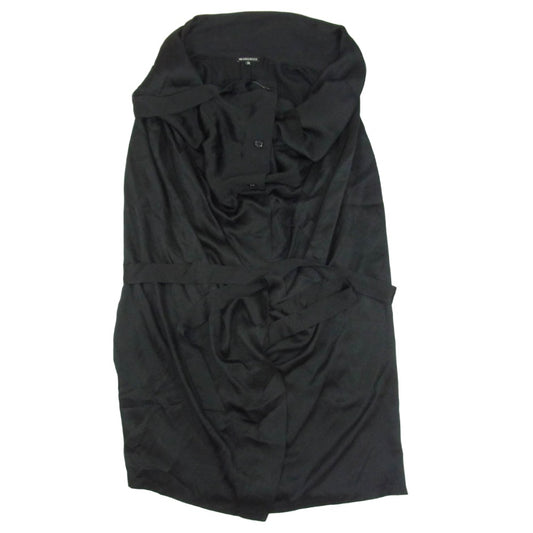 ANN DEMEULEMEESTER アンドゥムルメステール 2801 M 352-21-59014 シルク100% ドレープ ノースリーブ カーディガン ベスト ブラック系 36【中古】
