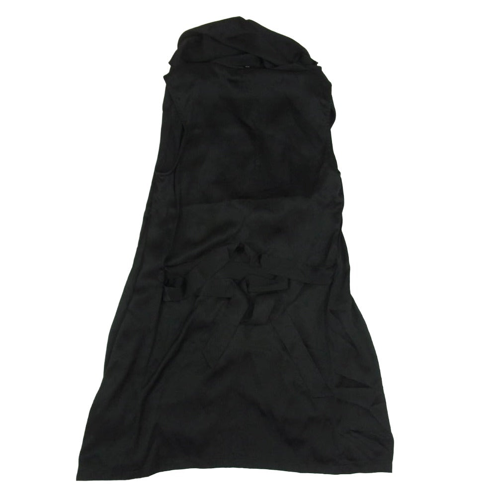 ANN DEMEULEMEESTER アンドゥムルメステール 2801 M 352-21-59014 シルク100% ドレープ ノースリーブ カーディガン ベスト ブラック系 36【中古】