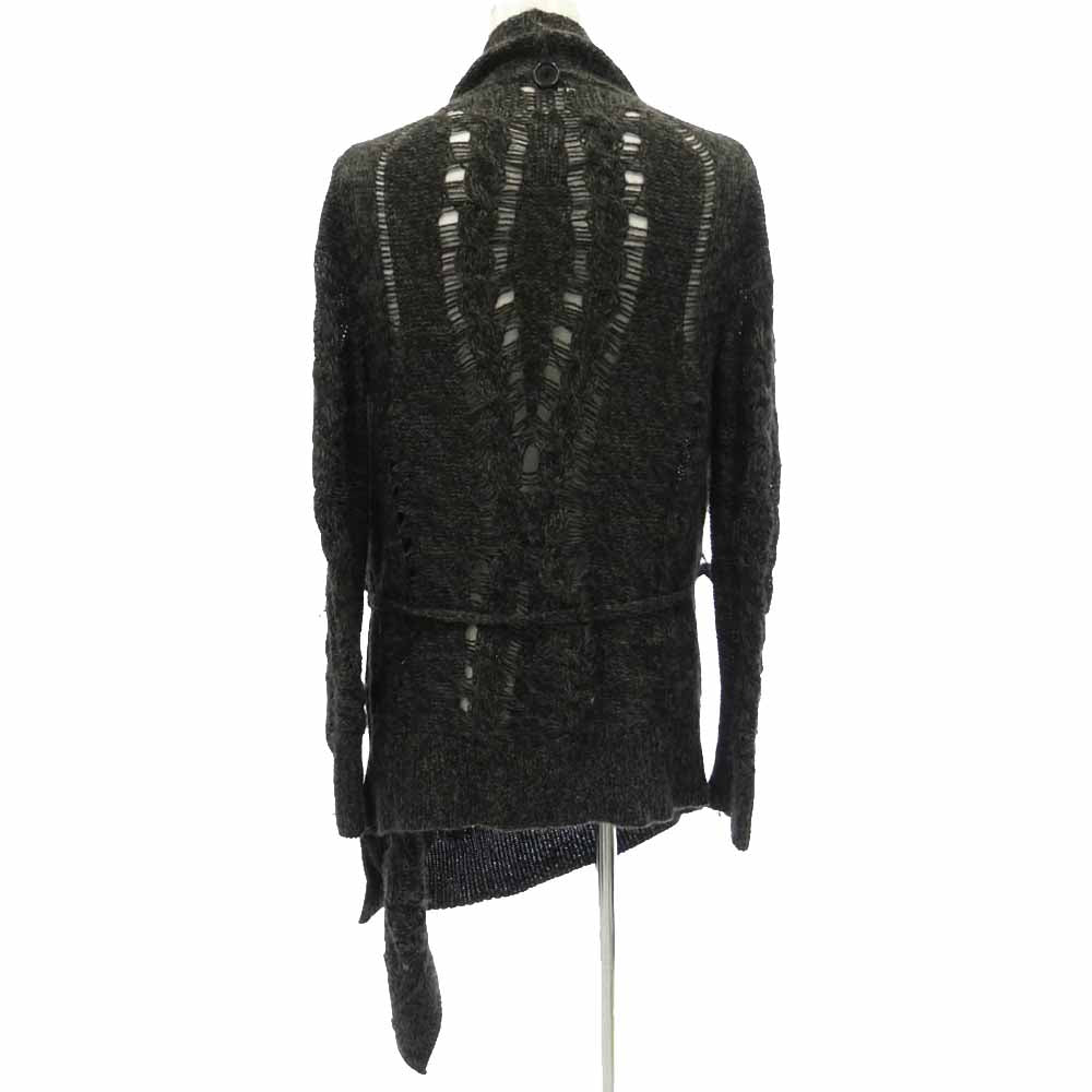 ANN DEMEULEMEESTER アンドゥムルメステール 4201 M 352-21-15009 アルパカ100% ドレープ ニット カーディガン チャコール系 36【中古】