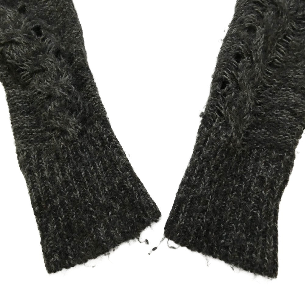 ANN DEMEULEMEESTER アンドゥムルメステール 4201 M 352-21-15009 アルパカ100% ドレープ ニット カーディガン チャコール系 36【中古】
