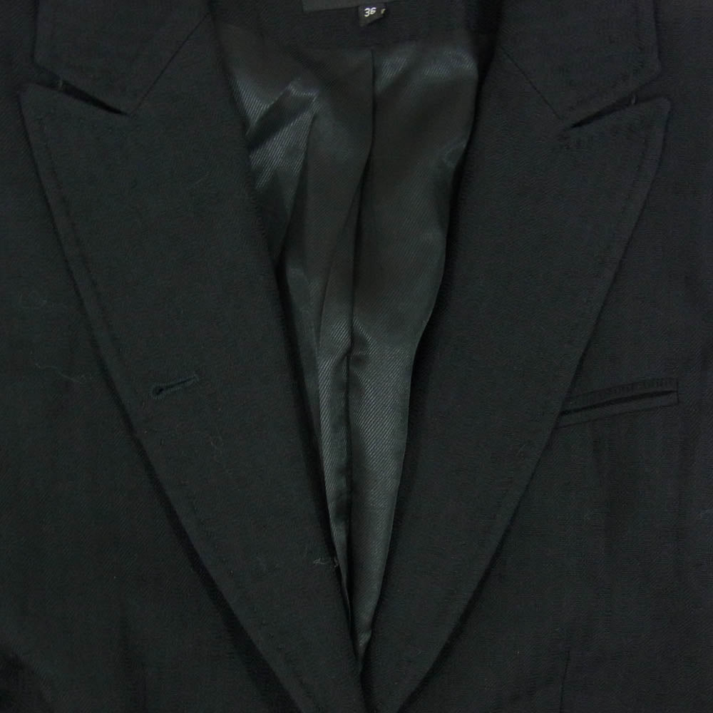 ANN DEMEULEMEESTER アンドゥムルメステール 4201 M 352-21-65015 ウール AMFステッチ 本開き スリーブボタン テーラード ロング ジャケット コート ブラック系 36【中古】