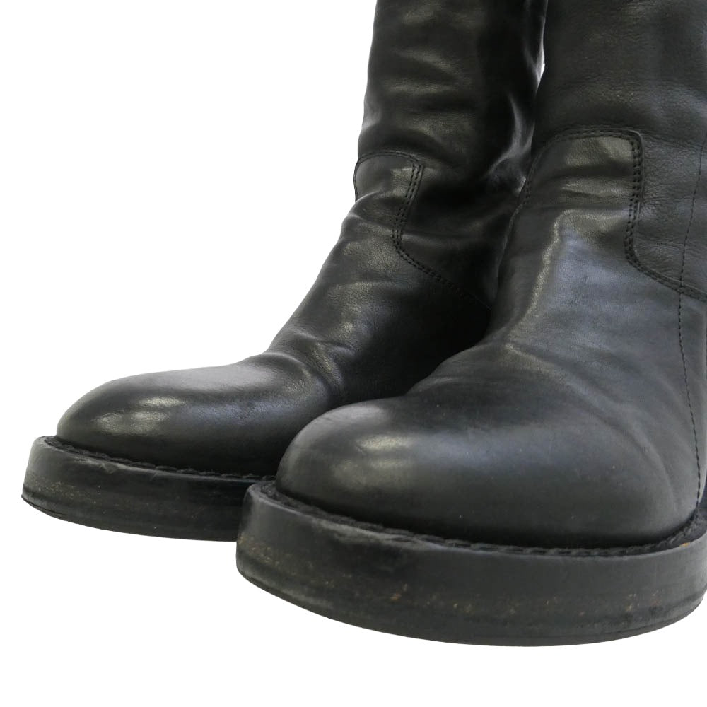 ANN DEMEULEMEESTER アンドゥムルメステール レザー スパイラルジップ ニーハイ ロング ブーツ ブラック系 35【中古】