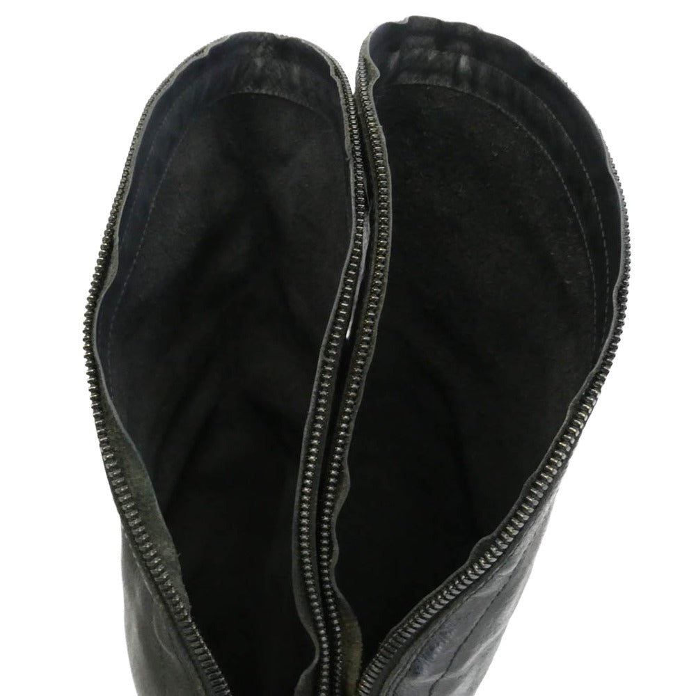 ANN DEMEULEMEESTER アンドゥムルメステール レザー スパイラルジップ ニーハイ ロング ブーツ ブラック系 35【中古】